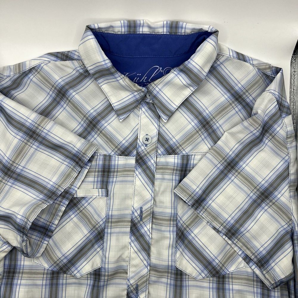Kuhl Ionik Shirt Womens Medium Plaid Sun‎ Protect Odor Resist Outdoor Gorpcore